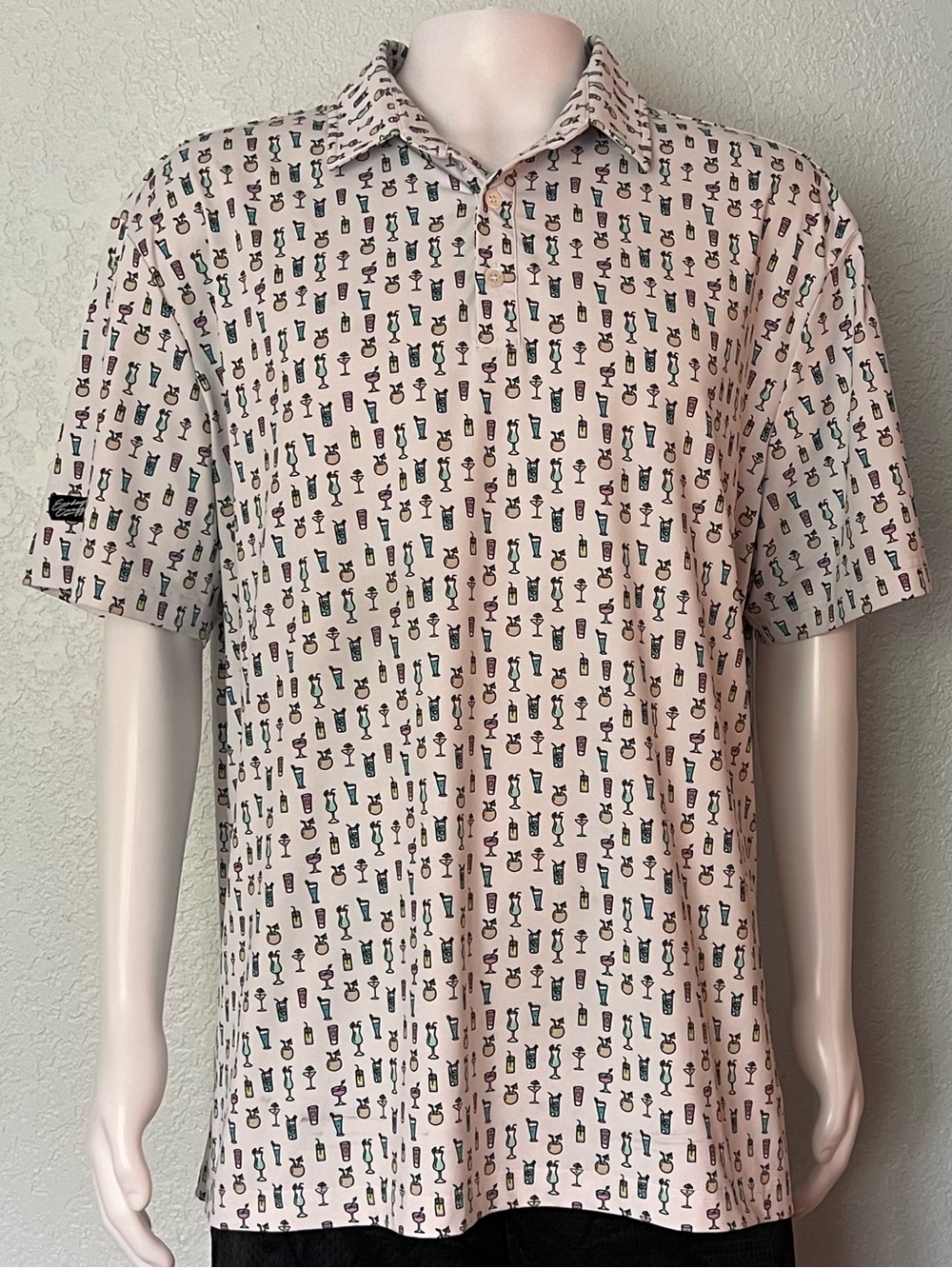 Sunday Swagger Golf Resort Polo Mens 2XL Cocktail Drink Print Performance Shirt